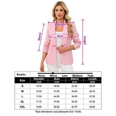 Women's Casual Business Coat Fashion 3/4 Sleeve Open Front Work Office Suit Jackets