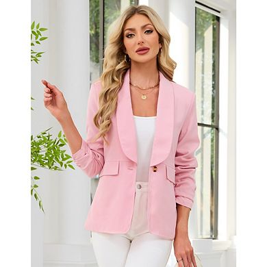 Women's Casual Business Coat Fashion 3/4 Sleeve Open Front Work Office Suit Jackets