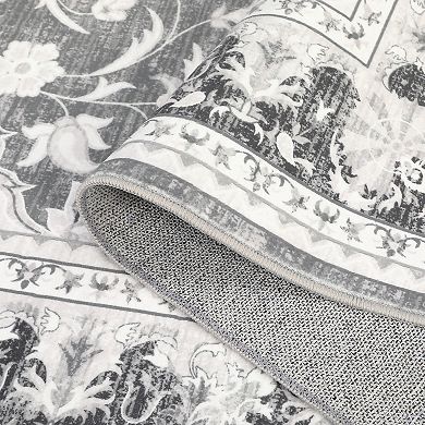 Vintage Area Rugs for Living Room,Soft Distressed Bedroom Carpet, Non-Slip Low Pile,Machine Washable