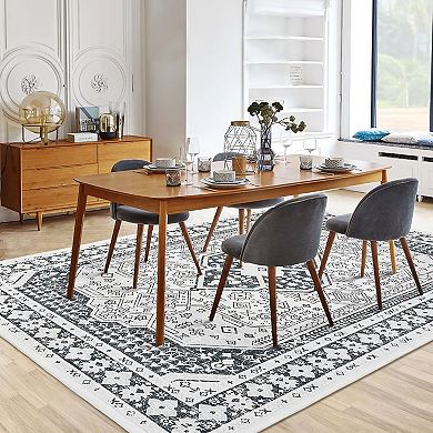 Vintage Area Rugs for Living Room,Soft Distressed Bedroom Carpet, Non-Slip Low Pile,Machine Washable