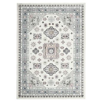Floral Print Area Rug Washable Non-Slip, Vintage Style Carpet for Living Room Bedroom Indoor