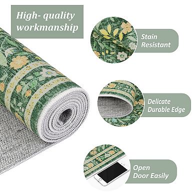 Floral Area Rugs for Living Room Washable Non Slip Ultra Thin Boho Flower Indoor Floor Carpet Girls