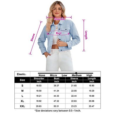 Women's Denim Jacket Button Up Long Sleeve Basic Trendy Jean Jacket Coat With Pockets