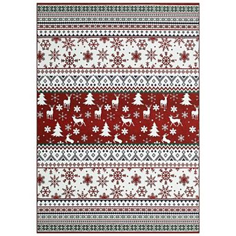 Washable Non-Slip Christmas Area Rug Vintage Boho Medallion Low Pile Carpet for Entryway Indoor