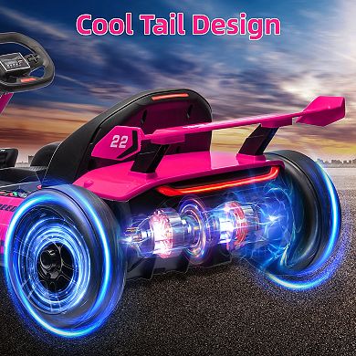 24V Kids Go Kart,300W Powerful Electric Drift Kart Car with Adjustable Seat,IDE On Toy with 4 Speed