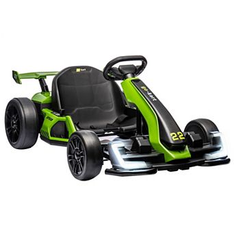 24V Kids Go Kart,300W Powerful Electric Drift Kart Car with Adjustable Seat,IDE On Toy with 4 Speed