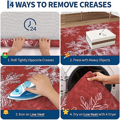 Christmas Washable, Area Rugs Non Slip Living Room Rug, Snowflake Soft Xmas Decor for Nursery Office