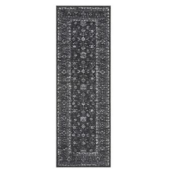 Vintage Floral Medallion Area Rug Washable Low Pile Non Slip Printed Rug for Living Room Bedroom