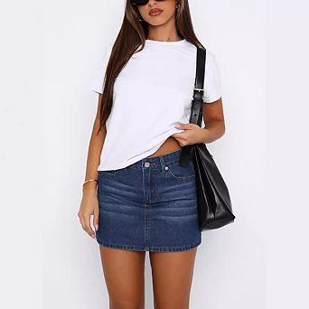 Women Y2k Low Waist Denim Mini Skirts Button Down Bodycon Pencil Y2k Jean Skirts