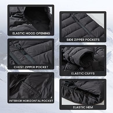 Unikome Men's Lightweight Packable Down Jacket Water-Resistant Winter Puffer Jackets with Hood