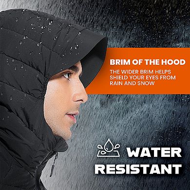 Unikome Men's Lightweight Packable Down Jacket Water-Resistant Winter Puffer Jackets with Hood