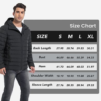 Unikome Men's Lightweight Packable Down Jacket Water-Resistant Winter Puffer Jackets with Hood