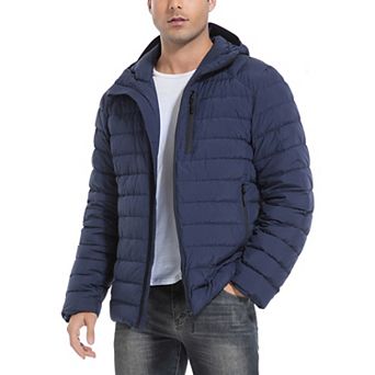 Unikome Men's Lightweight Packable Down Jacket Water-Resistant Winter Puffer Jackets with Hood