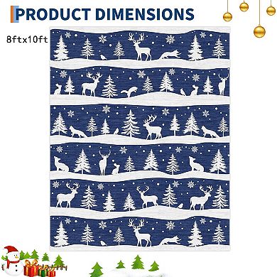 Christmas Rugs with Xmas Tree Reindeer Snowflake for Holiday Decor, Non Slip Low Pile Washable Rug
