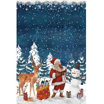 Christmas Area Rug, Machine Washable Xmas Santa Claus Rug, Non Slip Soft Bedroom Rugs Low Pile