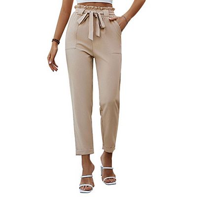 high waisted dress pants with bow Cotton Candy Bow Pants