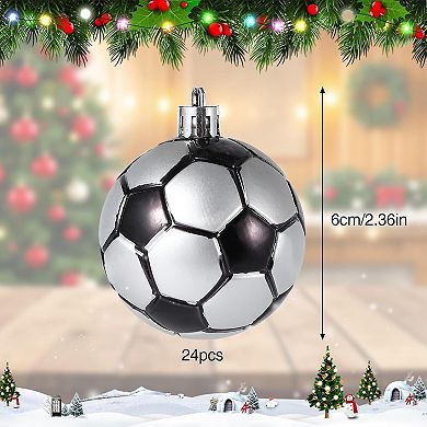 24 PCS Sports Theme Christmas Ball Ornaments Set Hanging Decorations