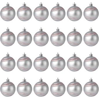24 pc Sports Theme Christmas Ball Ornaments Set Hanging Decorations