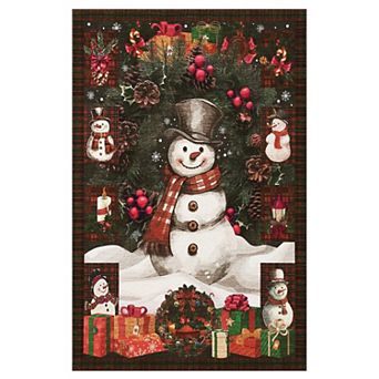 Christmas Snowman Washable Non Slip Area Rug Decorations Rugs for Living Room Low Pile Throw Carpet