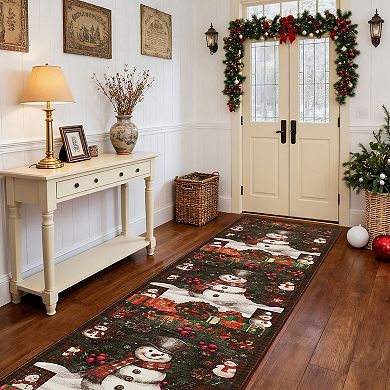 Christmas Snowman Washable Non Slip Area Rug Decorations Rugs for Living Room Low Pile Throw Carpet