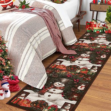 Christmas Snowman Washable Non Slip Area Rug Decorations Rugs for Living Room Low Pile Throw Carpet