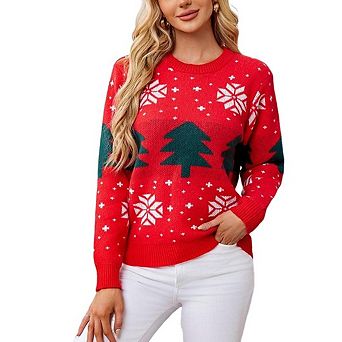 Women's Ugly Funny Christmas Sweaters Long Sleeve Knit Pullover Sweater Snowflake Sweater