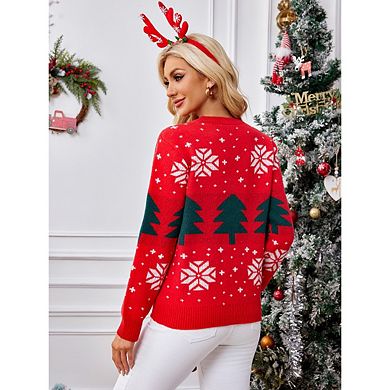 Women's Ugly Funny Christmas Sweaters Long Sleeve Knit Pullover Sweater Snowflake Sweater