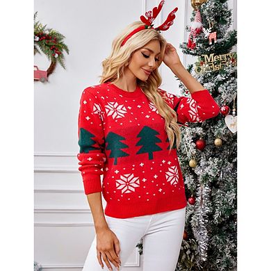 Women's Ugly Funny Christmas Sweaters Long Sleeve Knit Pullover Sweater Snowflake Sweater