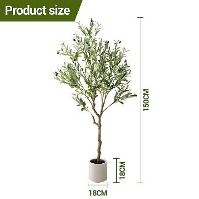 Olive Artificial Tree, Large Artificial Plants in White Pot, Realistic Olive Tree for Home