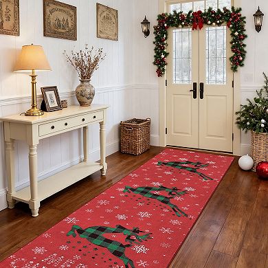 Snow Reindeer Christmas Area Rugs for Living Room Soft Washable Non Slip Low Pile Home Decor Indoor