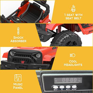Electric Ride on Truck with Remote,12V 35Wx2Motor Power, 2.5Mph,Single Seat Ride on Car Toy for 3-8