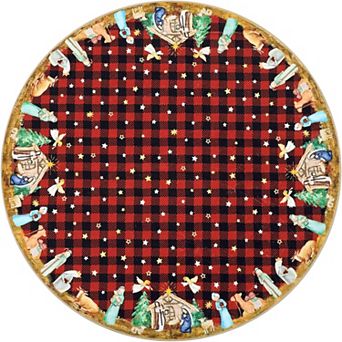 Christmas Rug,Washable Rug for Livingroom Soft Low-Pile Non-Shedding Checkered Print Holiday Carpet