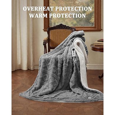 Heated Throw Blanket Machine Washable Fast Heating Blanket Throw 50 In ×60 In
