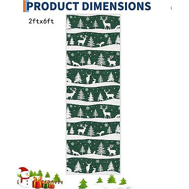 Christmas Rugs with Xmas Tree Reindeer Snowflake for Holiday Decor, Non Slip Low Pile Washable Rug