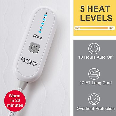 39"x75" Heated Mattress Pad Twin Size - Fast Heating 5 Heat Settings and 10 Hours Auto-Off Quilted