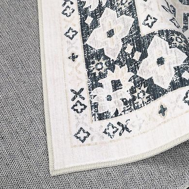 Vintage Area Rugs for Living Room,Soft Distressed Bedroom Carpet, Non-Slip Low Pile,Machine Washable