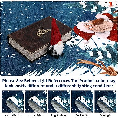 Christmas Area Rug, Machine Washable Xmas Santa Claus Rug, Non Slip Soft Bedroom Rugs Low Pile