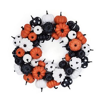 24" Christmas Wreath w/Cypress Leaves, Balls Ornament, Pre-Lit Front Door Christmas Wreath