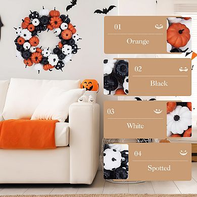 24" Christmas Wreath w/Cypress Leaves, Balls Ornament, Pre-Lit Front Door Christmas Wreath