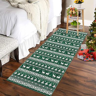 Christmas Area Rug, Washable Snowflake Carpet, Small Entryway Area Rug Non Slip Holiday Decorative