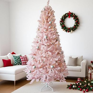 Prelit Artificial Christmas Tree with 250 Warm White LED Lights, Battery Operated Xmas Tree