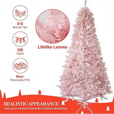 Prelit Artificial Christmas Tree with 250 Warm White LED Lights, Battery Operated Xmas Tree