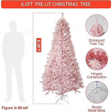 Prelit Artificial Christmas Tree with 250 Warm White LED Lights, Battery Operated Xmas Tree