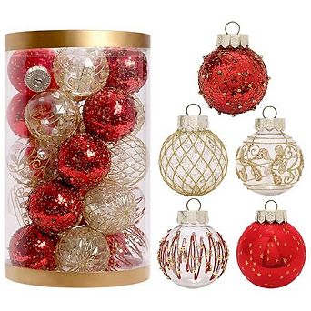 25 pc Shatterproof Christmas Ball Ornaments, 2.36 Inch/6CM Transparent Plastic Hanging Balls