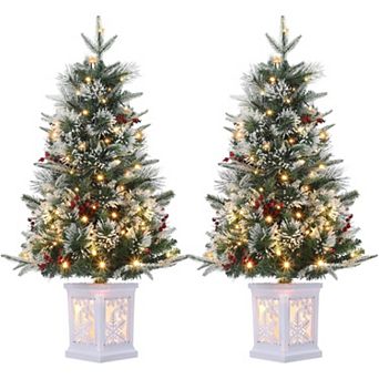 2 pc Christmas Tree Battery Operated 3 Ft Potted Christmas Tree with 78 Led Light,for Tabletop Decor