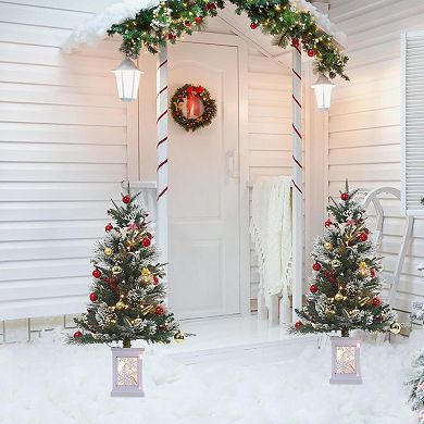 2pcs Christmas Tree Battery Operated 3 Ft Potted Christmas Tree with 78 Led Light,for Tabletop Decor