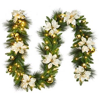 9FT Christmas Garland with Lights - Battery Operated Christmas Garland (Batteries not Included)