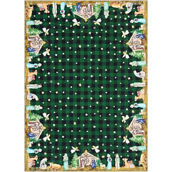 Christmas Rug,Washable Rug for Livingroom Soft Low-Pile Non-Shedding Checkered Print Holiday Carpet