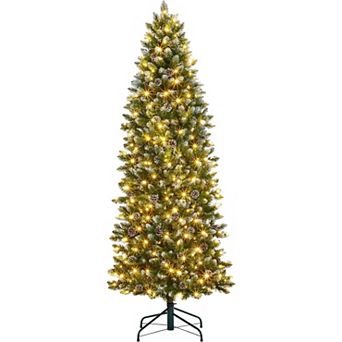 6ft Pre lit Slim Artificial Christmas Tree with 400 Warm White Lights Decor Xmas