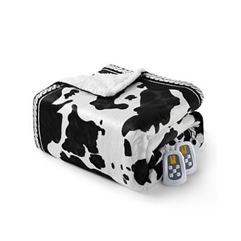 Cow Print Fast Heating Electric Throw/Blankets with LCD Controller, Machine Washable